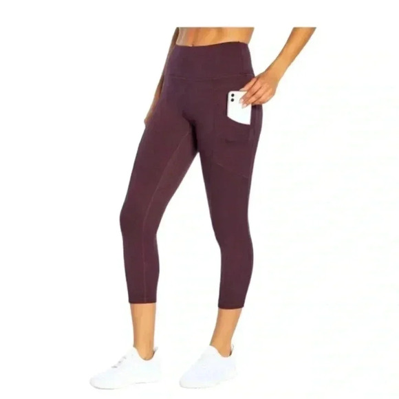 Gottex Plum Purple Cropped Leggings Women Size XS Nylon High Rise Athletic - Picture 1 of 14